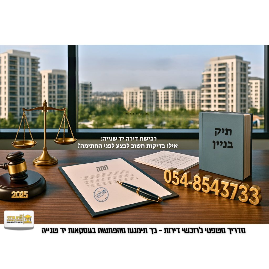 בדיקות חשובות לפני רכישת דירה יד שנייה – המדריך המשפטי לרוכשים ב-2025.