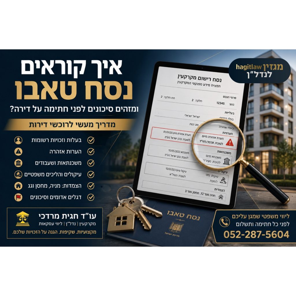 איך קוראים נסח טאבו ומזהים סיכונים לפני חתימה על דירה – מדריך משפטי לרוכשי דירות