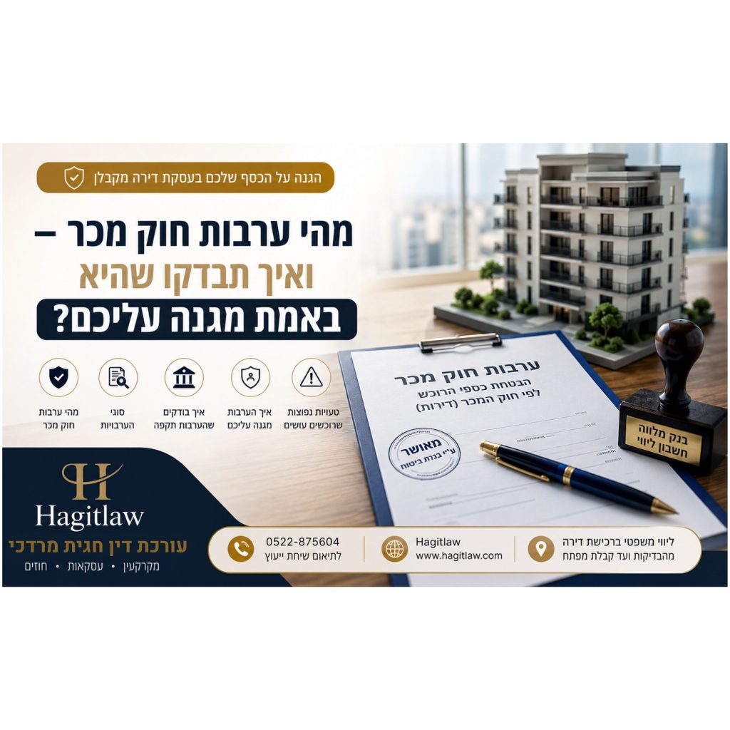 ערבות חוק מכר ואיך תבדקו שהיא באמת מגנה עליכם? | ערבות בנקאית לרוכשי דירה מקבלן לפי חוק המכר | עו”ד חגית מרדכי | Hagitlaw