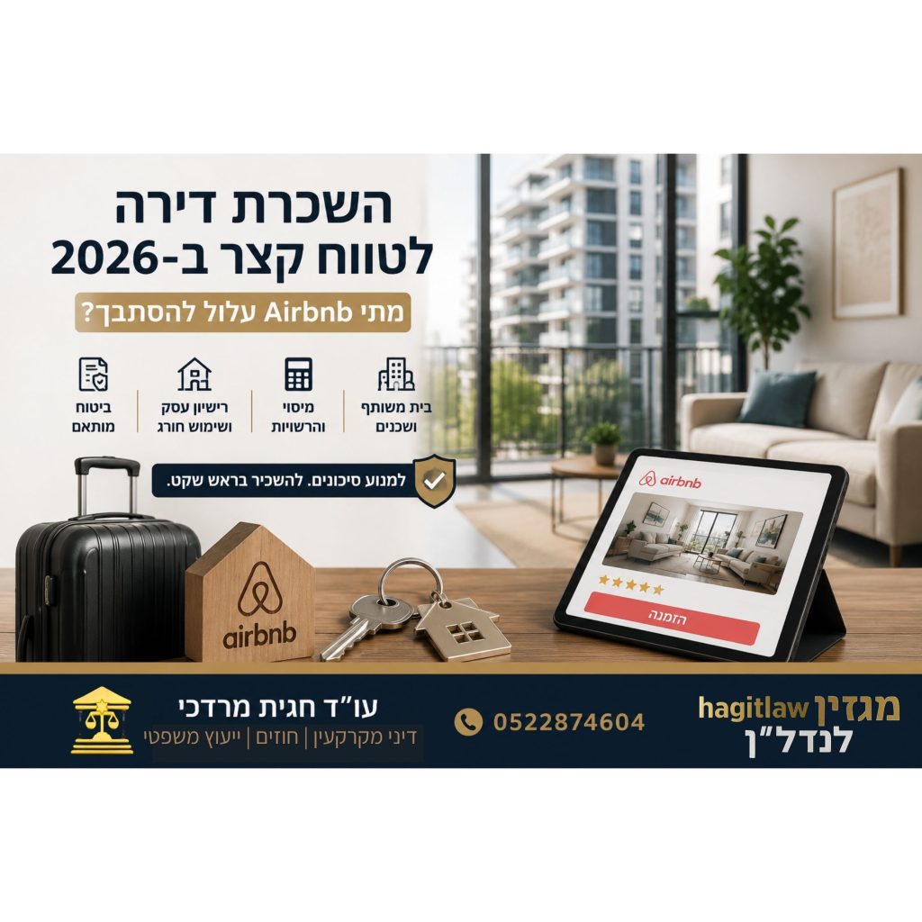 השכרת דירה לטווח קצר ב-Airbnb בישראל – מדריך משפטי בנושא שימוש חורג, מיסוי ורישוי עסק לשנת 2026