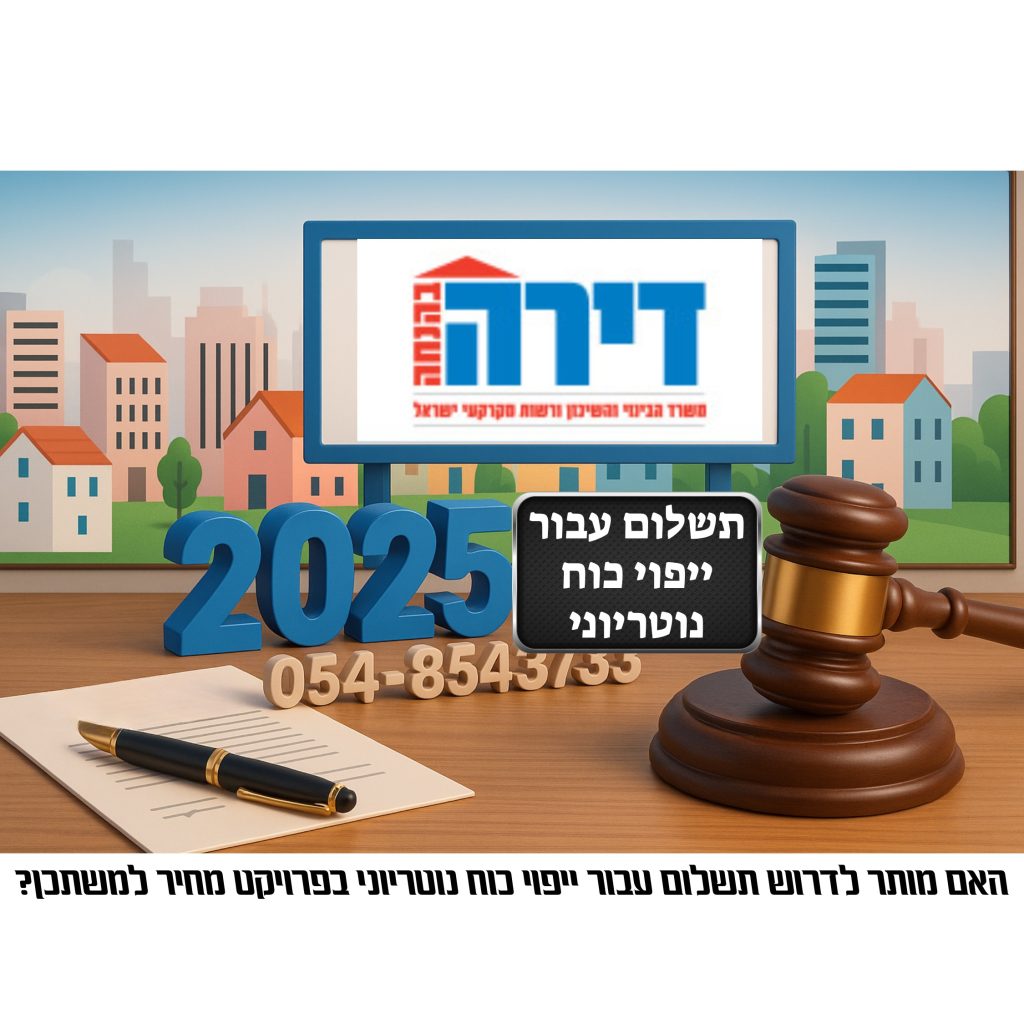 ייפוי כוח נוטריוני מחיר למשתכן: עורך דין מסביר על תשלום ייפוי כוח נוטריוני ברכישת דירה בפרויקט ממשלתי לשנת 2025; מדריך לרוכשי דירה, זכויות רוכשים, מניעת גביית תשלומים לא חוקיים.