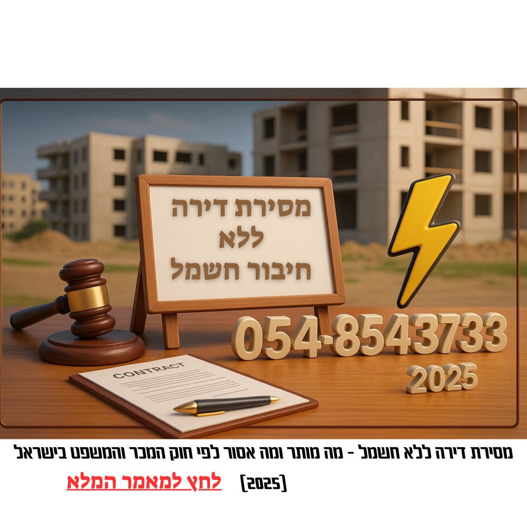 מסירת דירה ללא חיבור חשמל – מה מותר ומה אסור לפי חוק המכר והמשפט בישראל לשנת 2025, זכויות הקונה וצעדים מומלצים