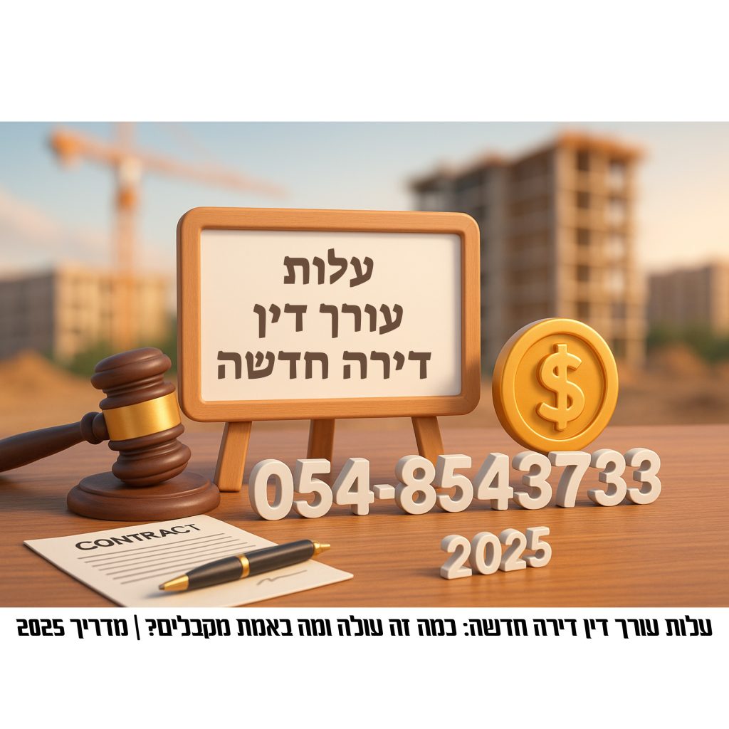 עלות עורך דין דירה חדשה 2025 – מידע משפטי וכלכלי לרוכשי דירות בישראל, כולל יצירת קשר מהירה.