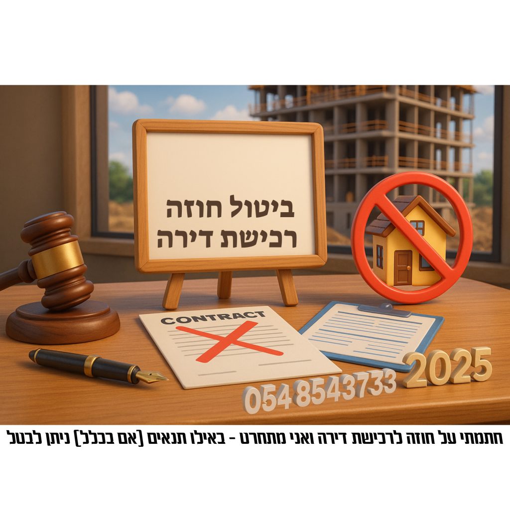 חתמתי על חוזה לרכישת דירה ואני מתחרט – ביטול חוזה רכישת דירה בתנאים מסוימים לפי החוק, סיכונים בקנס וביטול עסקה, מדריך משפטי 2025