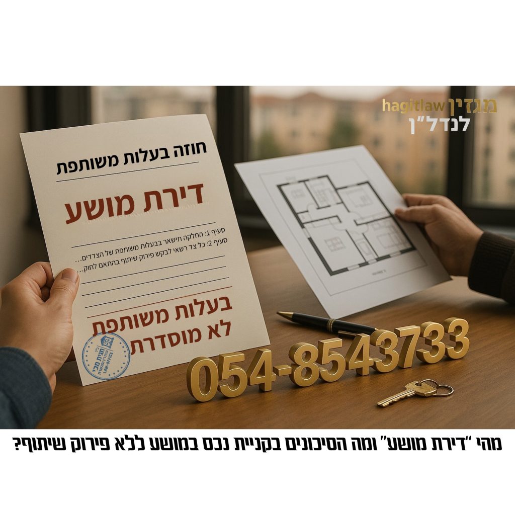 דירת מושע – בעלות משותפת לא מוסדרת: מדריך משפטי לרוכשי נכסים בישראל