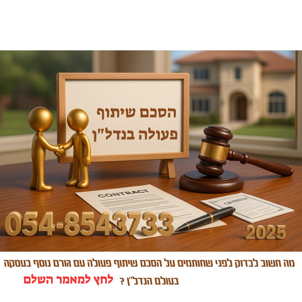 הסכם שיתוף פעולה בנדל״ן – מה לבדוק לפני החתימה, מדריך משפטי לשותפויות עסקיות במקרקעין לשנת 2025