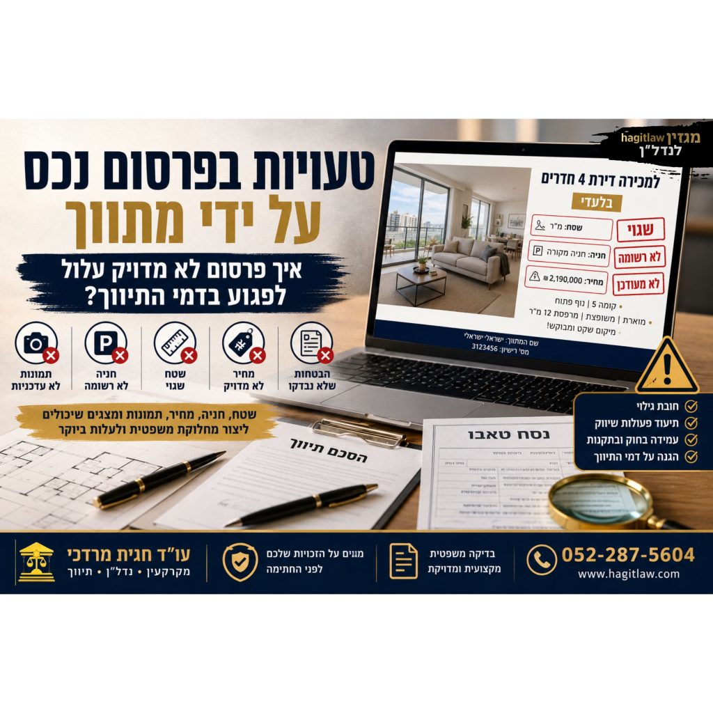 טעויות בפרסום נכס על ידי מתווך – פרסום לא מדויק שעלול לפגוע בדמי התיווך ובאמינות העסקה