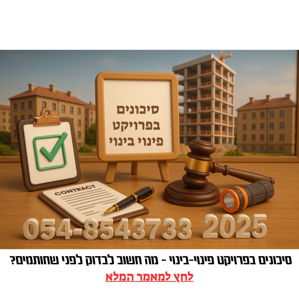 סיכונים בפרויקט פינוי־בינוי – מה חשוב לבדוק לפני החתימה על הסכם, מדריך משפטי לדיירים ולבעלי דירות לשנת 2025