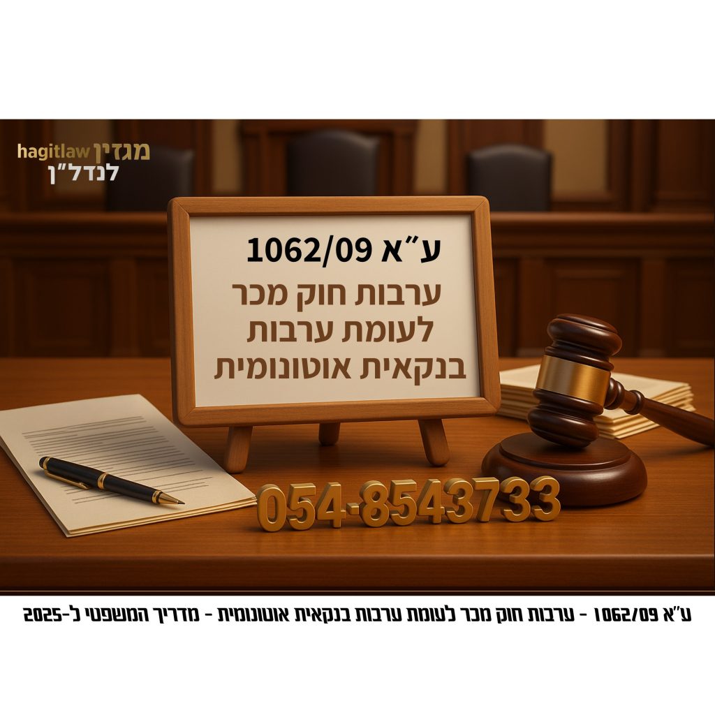 ע״א 1062/09 – ערבות חוק מכר לעומת ערבות בנקאית
