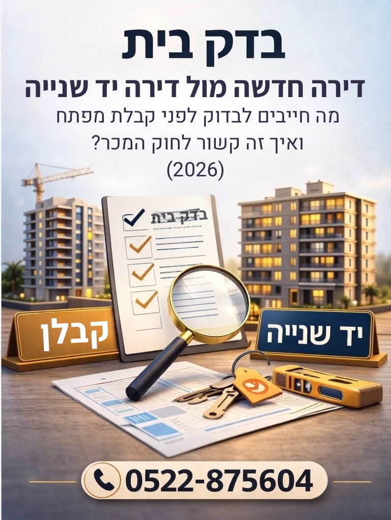 בדק בית לדירה חדשה מול דירה יד שנייה – מה בודקים, מתי מזמינים בדיקה ואיך זה משפיע על העסקה