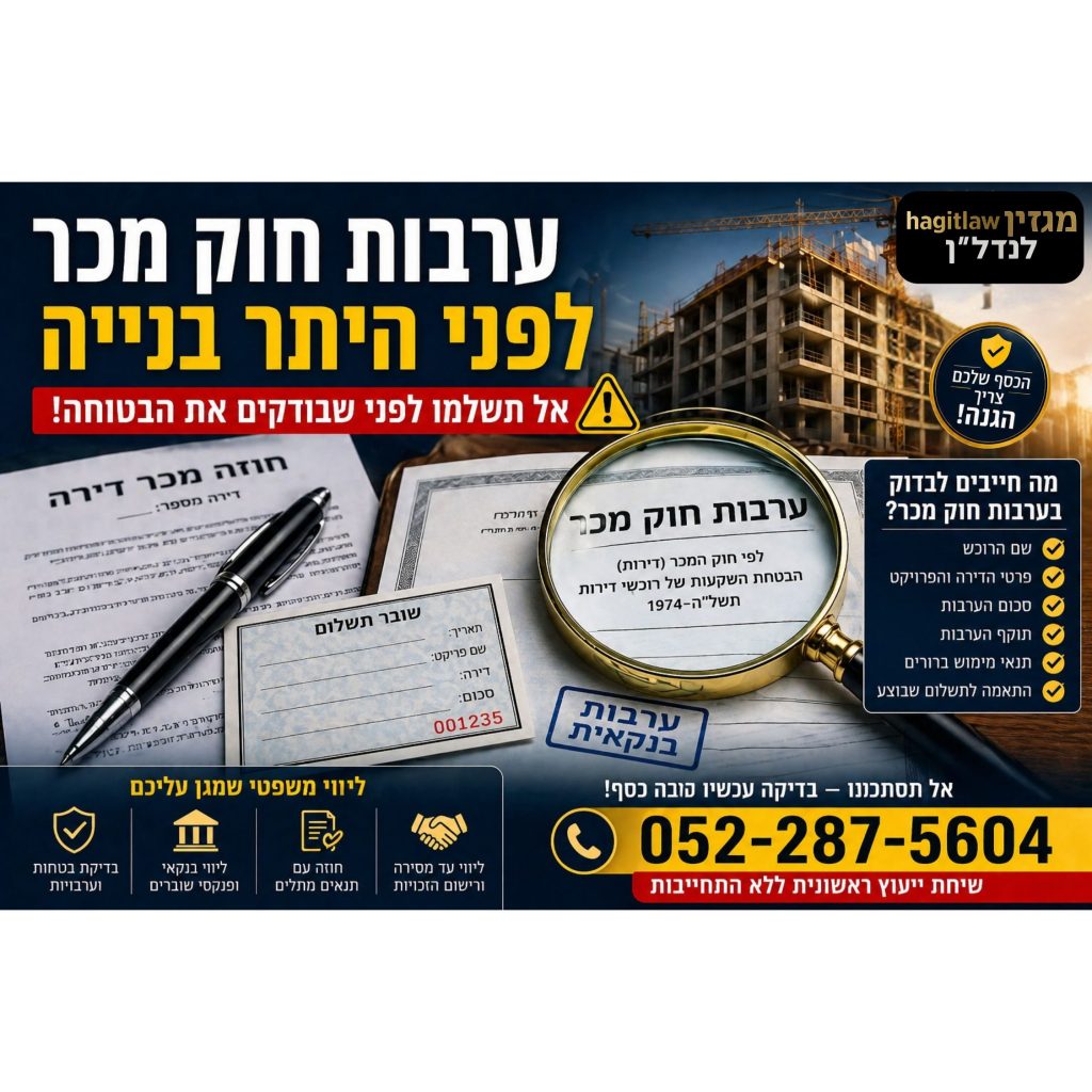 ערבות חוק מכר לפני היתר בנייה