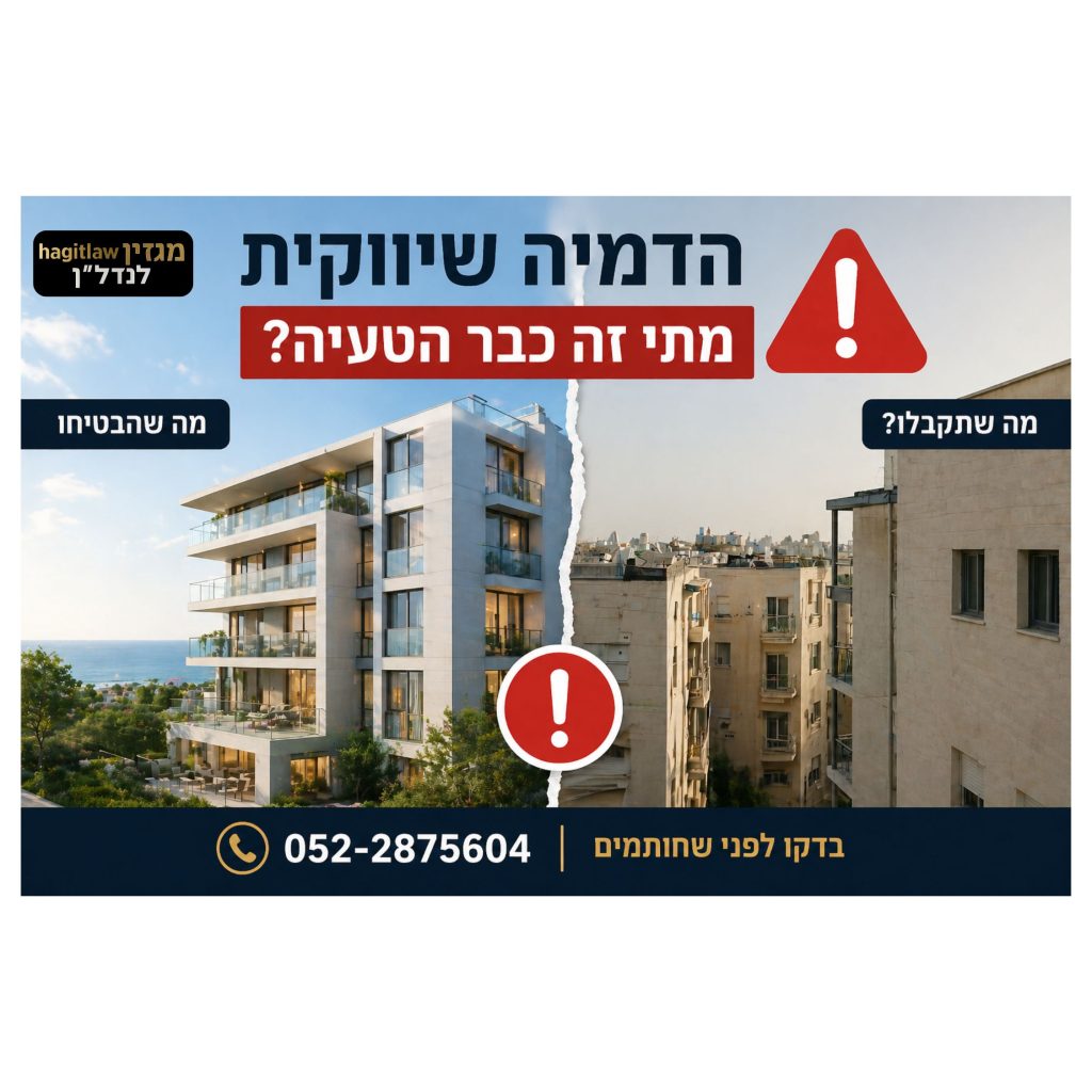 הדמיה שיווקית הטעיה לפני חתימה – השוואה בין הדמיה למציאות בפרויקט קבלן
