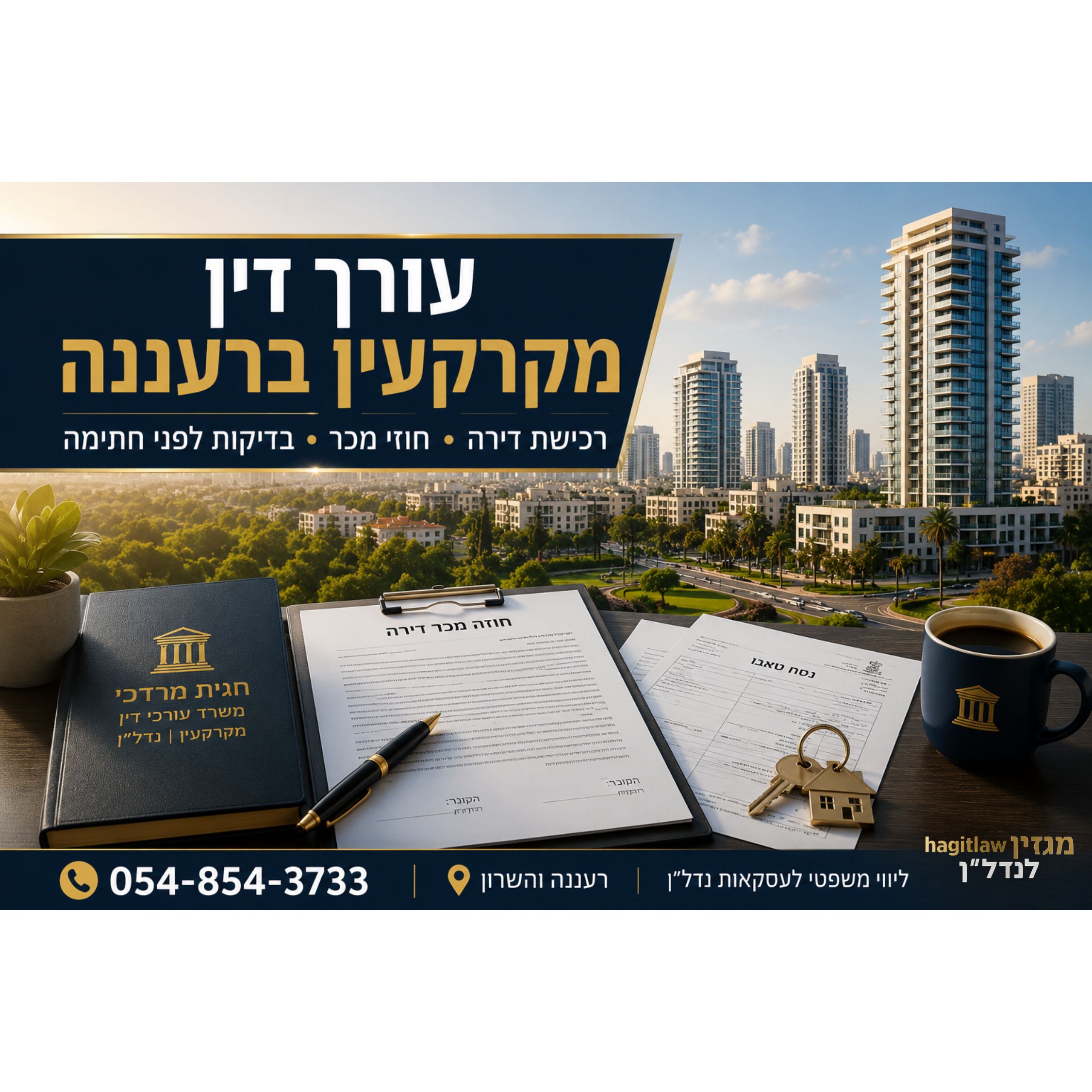 עורך דין מקרקעין ברעננה – ליווי משפטי לרכישת דירה, מכירה וחוזי נדל״ן