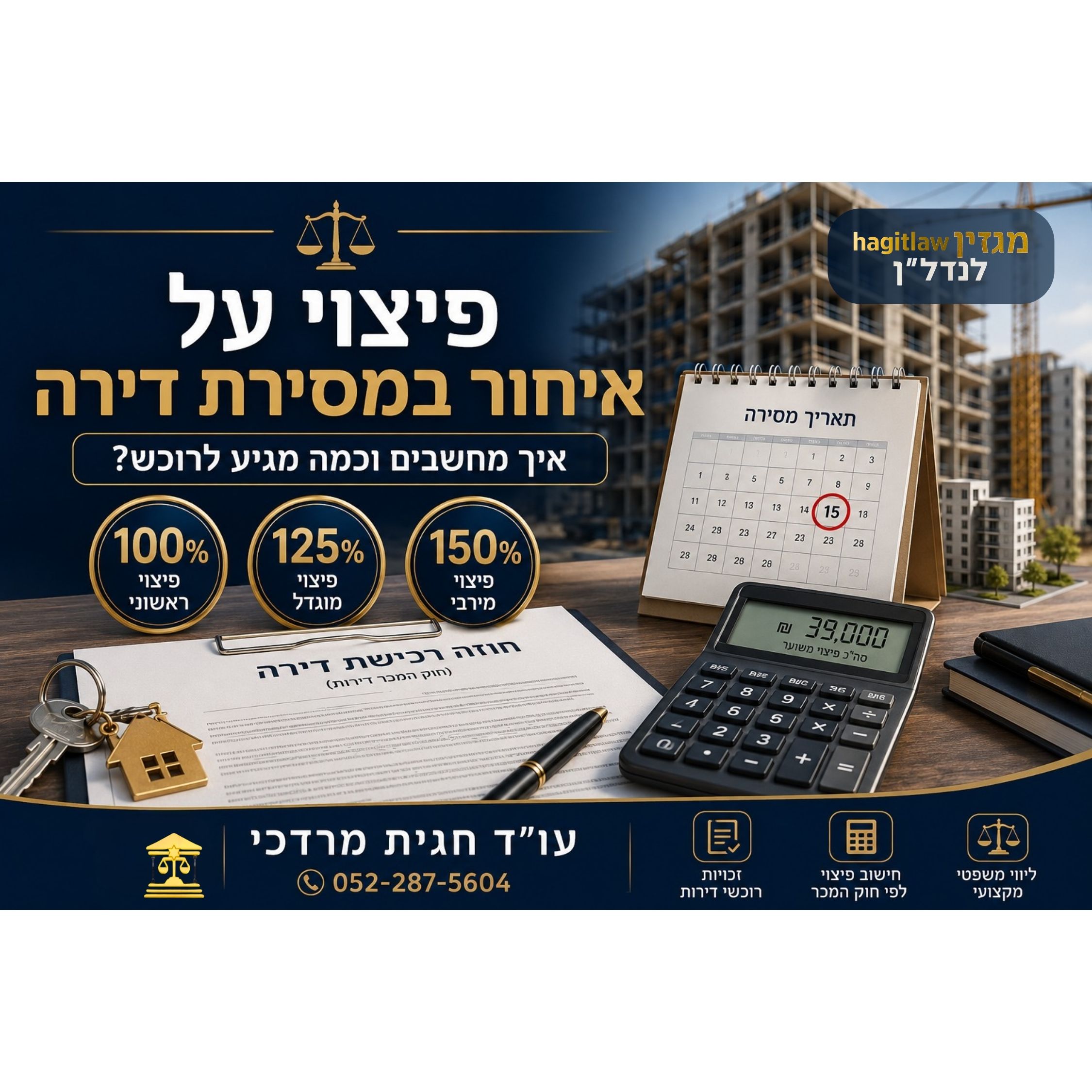 פיצוי על איחור במסירת דירה – איך מחשבים וכמה באמת מגיע לרוכש?