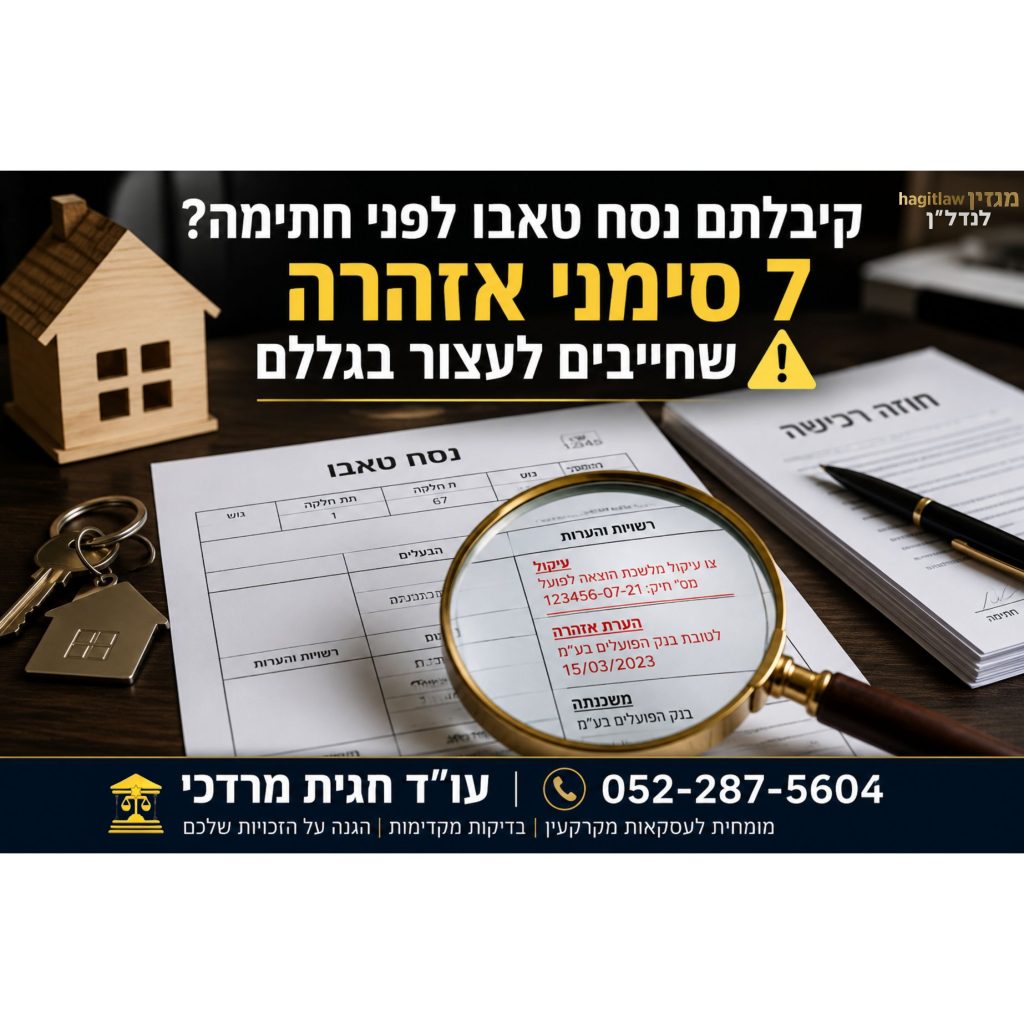 קיבלתם נסח טאבו לפני חתימה? זכוכית מגדלת חושפת עיקול והערת אזהרה במסמך טאבו לפני רכישת דירה