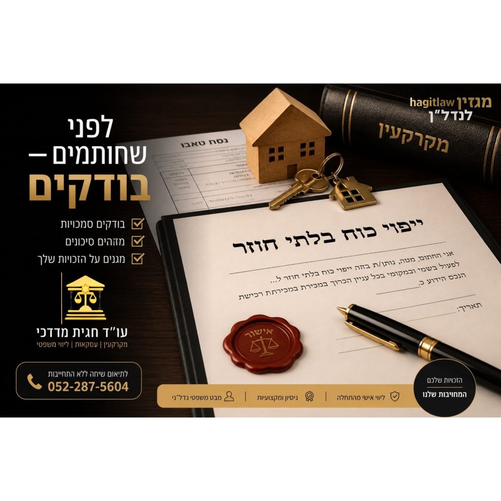 בדיקת ייפוי כוח בלתי חוזר לפני חתימה במסמך מקרקעין