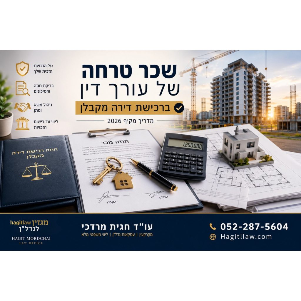 שכר טרחה של עורך דין ברכישת דירה מקבלן – חוזה מכר, מסמכים משפטיים ועלויות עסקה