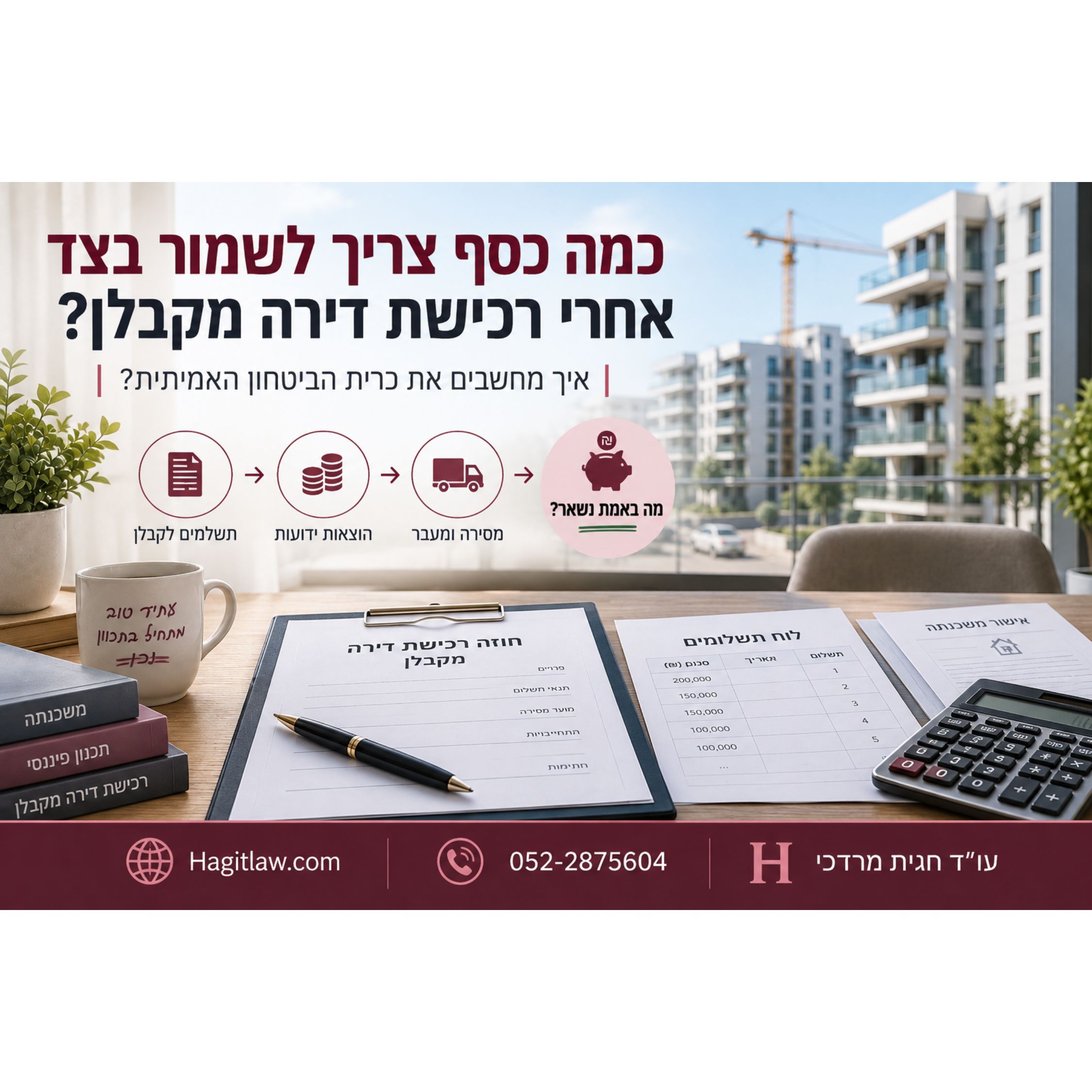 כמה כסף צריך לשמור בצד אחרי רכישת דירה מקבלן ב־2026? מדריך לכרית ביטחון
