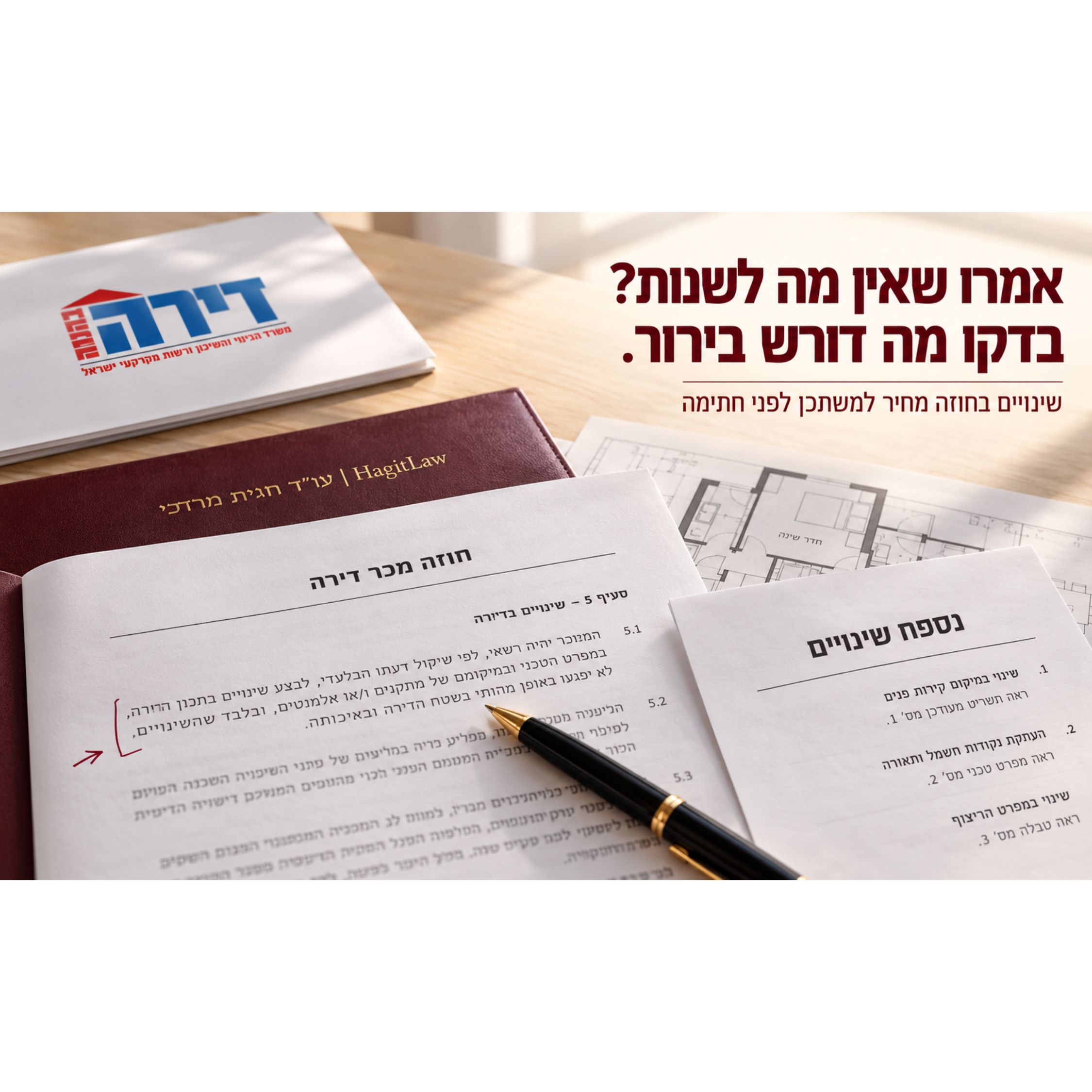 האם אפשר לשנות חוזה מחיר למשתכן שכבר אושר? בירורים, תיקונים ונספח שינויים לפני חתימה