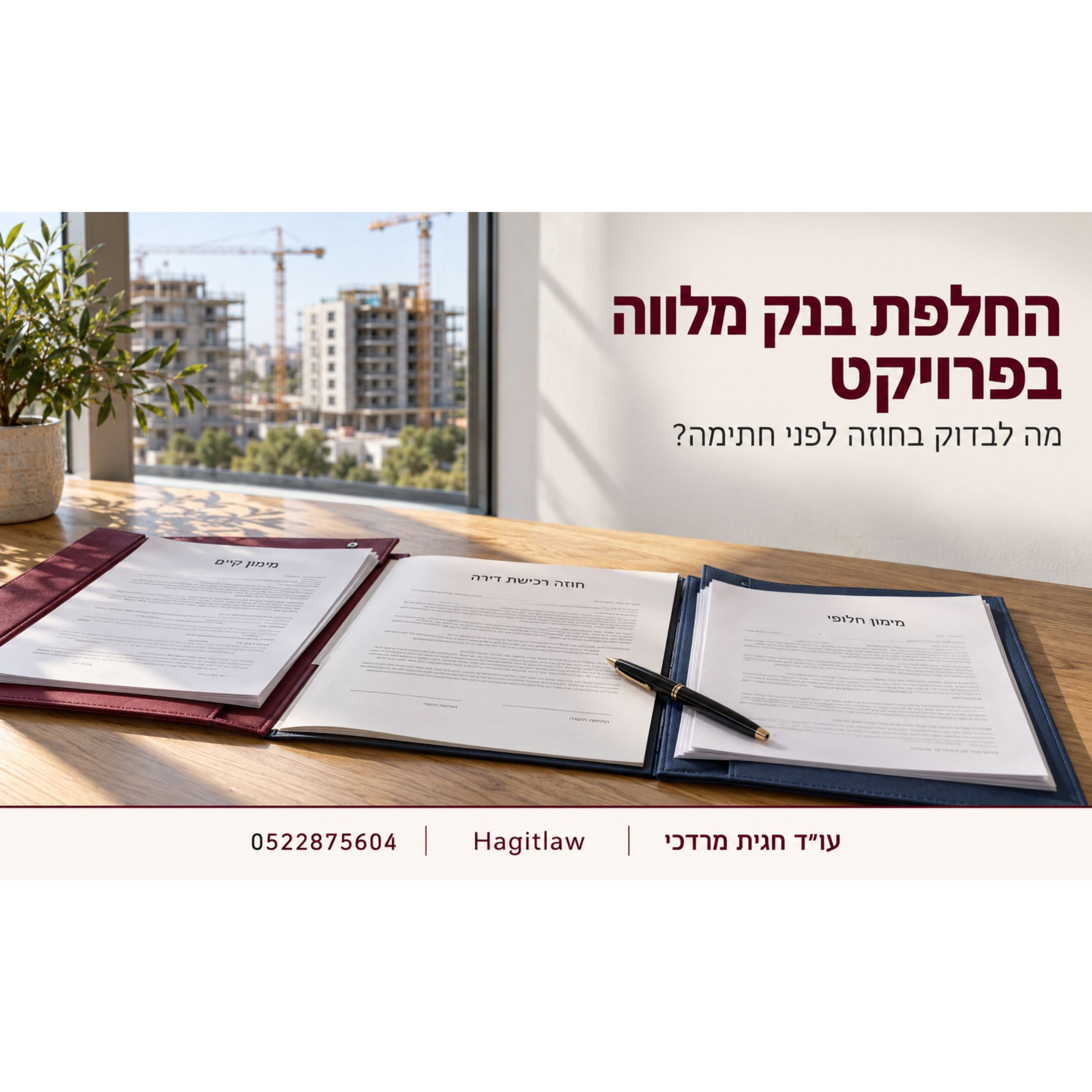 החלפת בנק מלווה בפרויקט - מה לבדוק בחוזה לפני חתימה